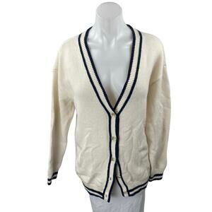 Aritzia Sunday Best Cream V-Neck Button Long Sleeve Knit Cardigan Sweater Top XS